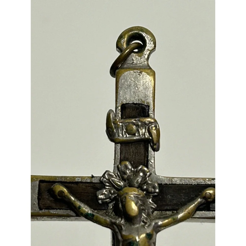 Antique Nuns Habit Pectoral CRUCIFIX W/‎ SKULL & CROSSBONES Cross 4
